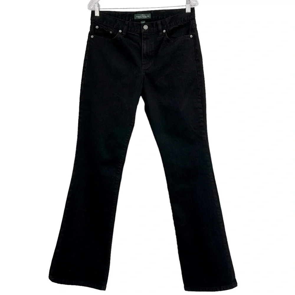 LAUREN Ralph Lauren Classic Bootcut Jeans in Black Rigid Denim High Rise Size 10